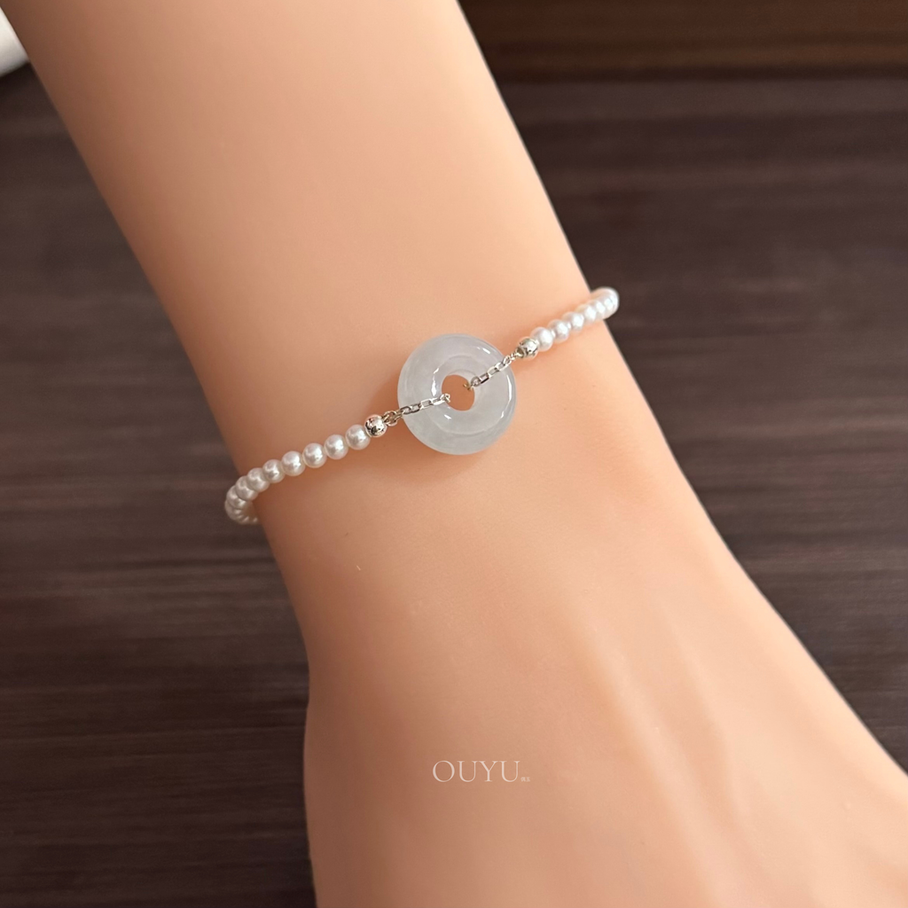 Bluish Grey Donut X Freshwater Pearls · Bracelet