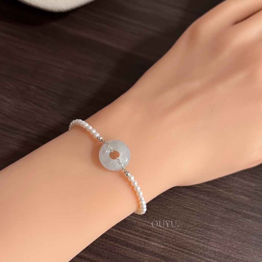 Bluish Grey Donut X Freshwater Pearls · Bracelet