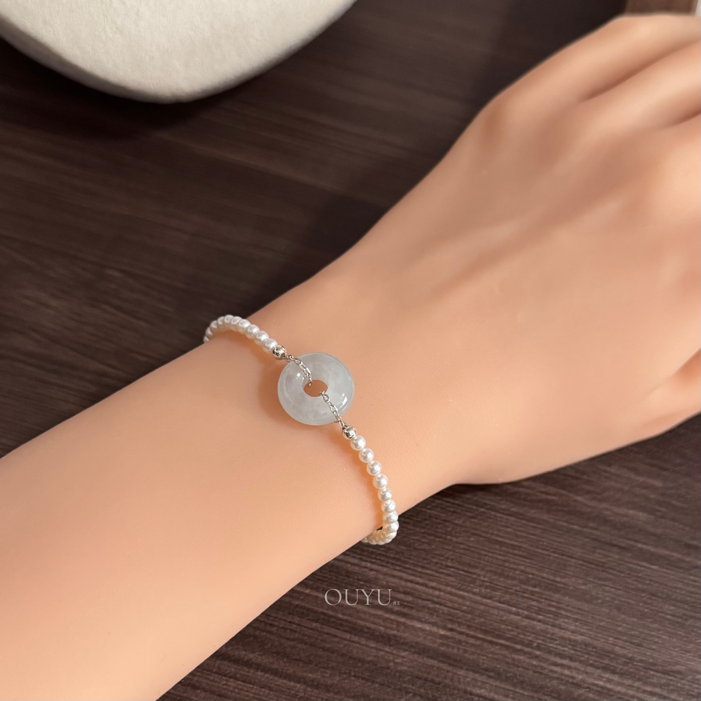 Bluish Grey Donut X Freshwater Pearls · Bracelet