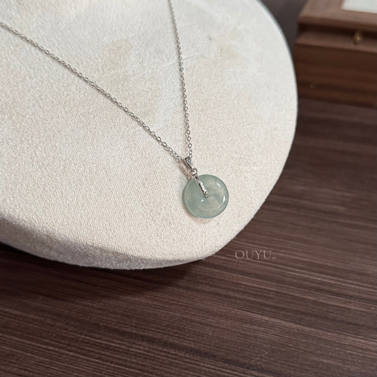 Light Sage Buckle · 平安扣 Necklace