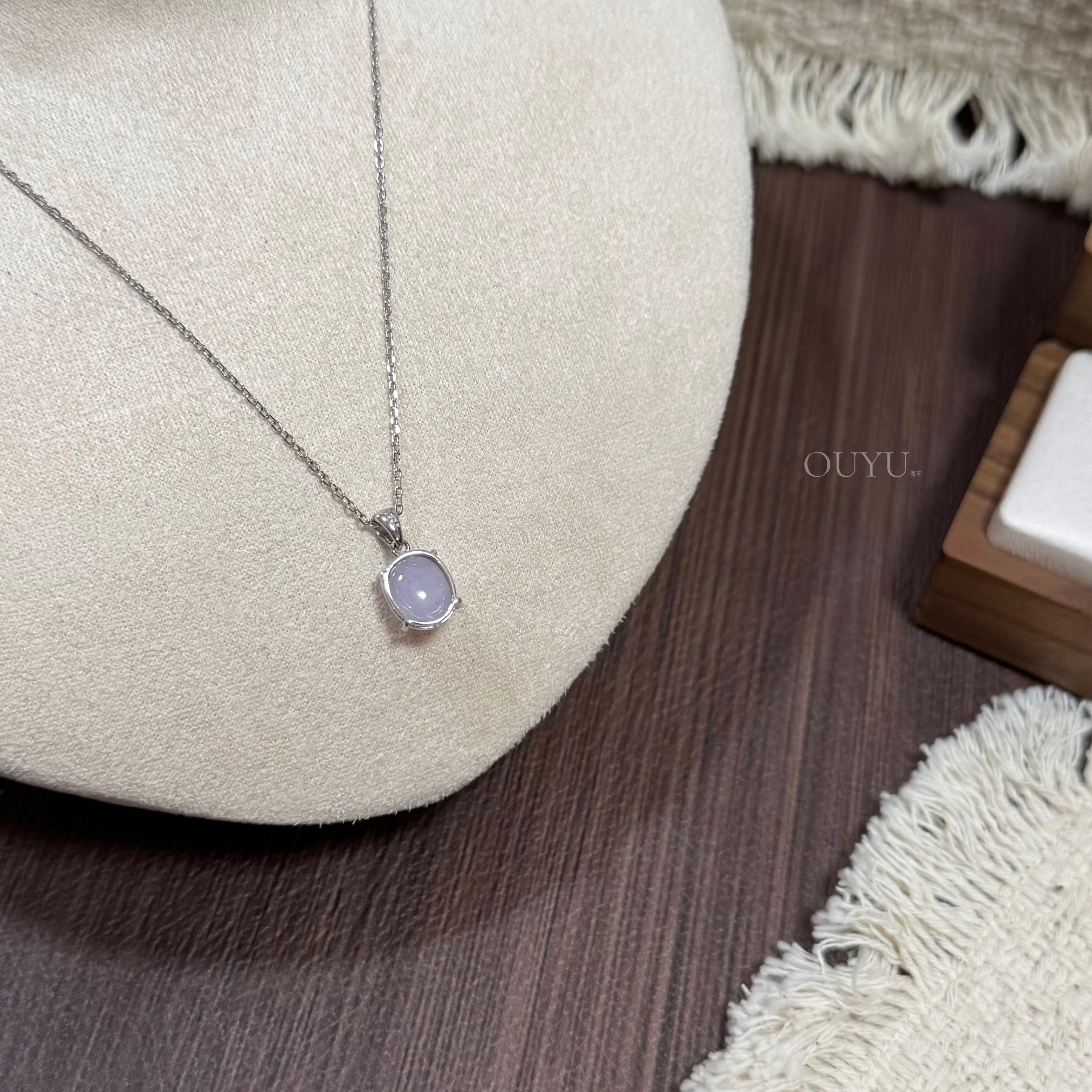 Light Lavender Jadeite Cabochon Necklace